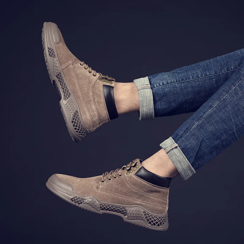 

2019 Winter New Style Men's Boot High Shoes Versatile Men Casual Mid-top Desert Wolf Warriors Worker Boot Martin Boots Men's