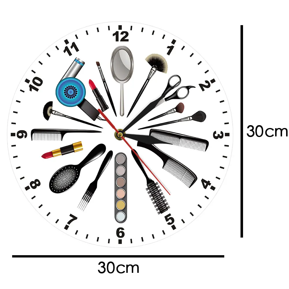 Парикмахерские стилисты и косметические инструменты на заказ настенные часы Парикмахерская Стрижка студия декоративные настенные часы подарок для парикмахера