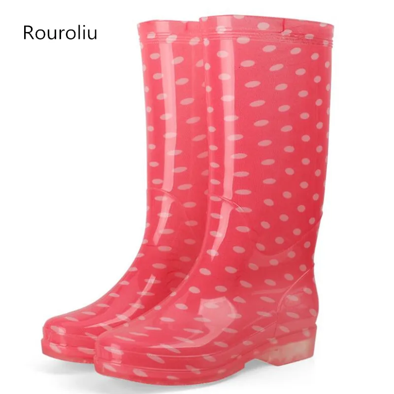 red polka dot rain boots