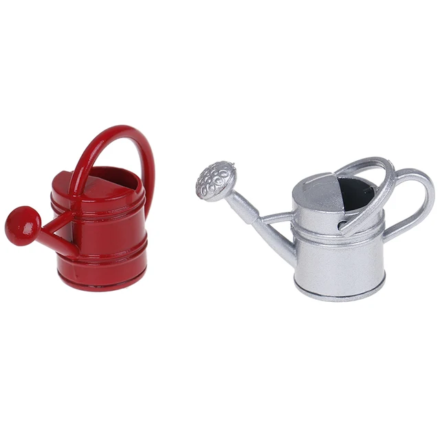 Miniature Watering Can Tin Metal Dollhouse Handicrafts Model Doll house Decoration White Dollhouse Accessories Classic Baby Toys 4