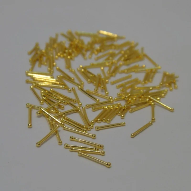 

1 Pair of Earrings Pure 24k Yellow Gold Luck Mini Stick Stud Earrings 7-8mmL 0.12g