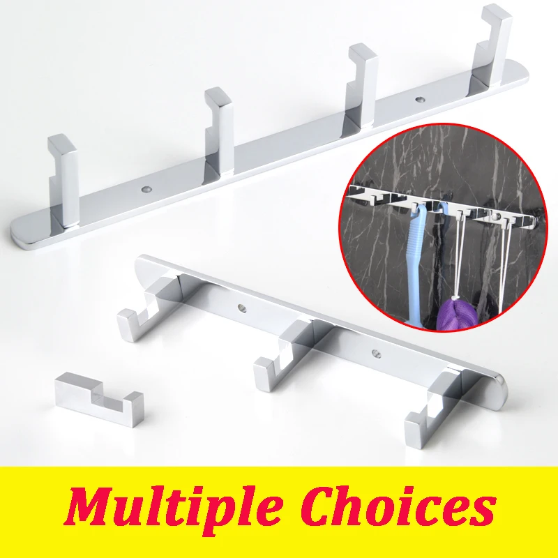 1-6pcs Chrome Coat Hooks Copper Heavy Duty Towel Hooks Wall Mounted For Hat Bathroom Hardware Hanger Towel Hooks With Screw
