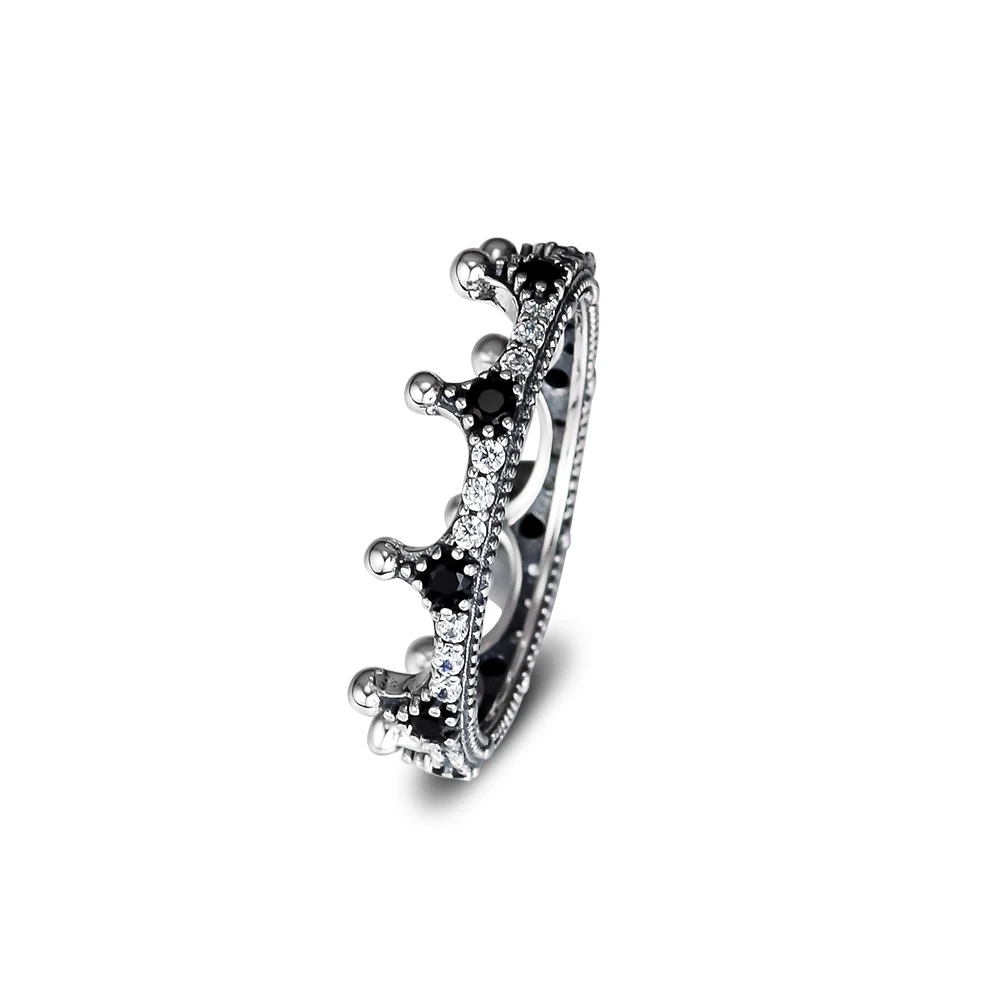 

Enchanted Crown Ring Clear CZ & Black Silver Woman Rings For Jewelry Making 925 Original Silver Jewelry Make Up Woman Gift Ring