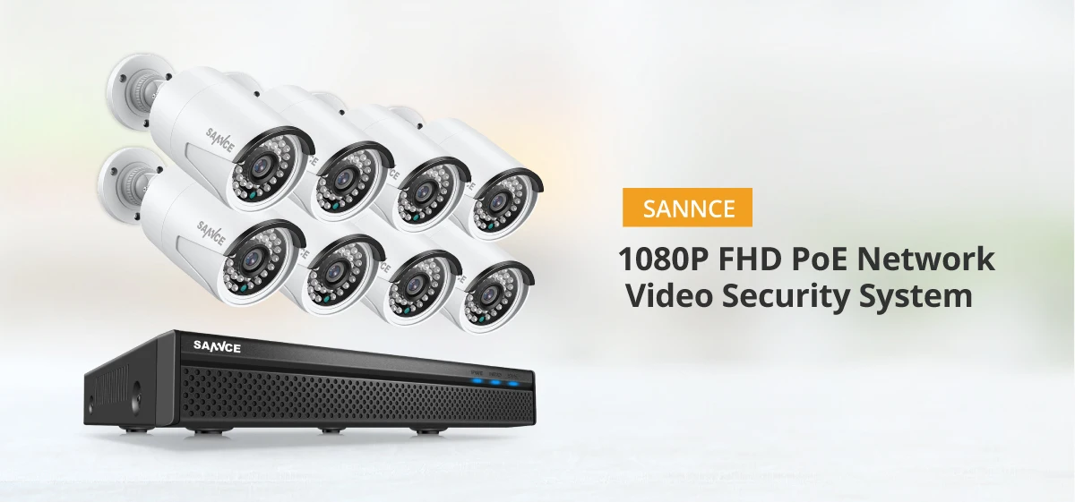 SANNCE 8CH 1080P HDMI POE NVR комплект видеонаблюдения Системы 8 шт. 2MP IR уличная IP Камера встроенный CCTV Микрофон комплект
