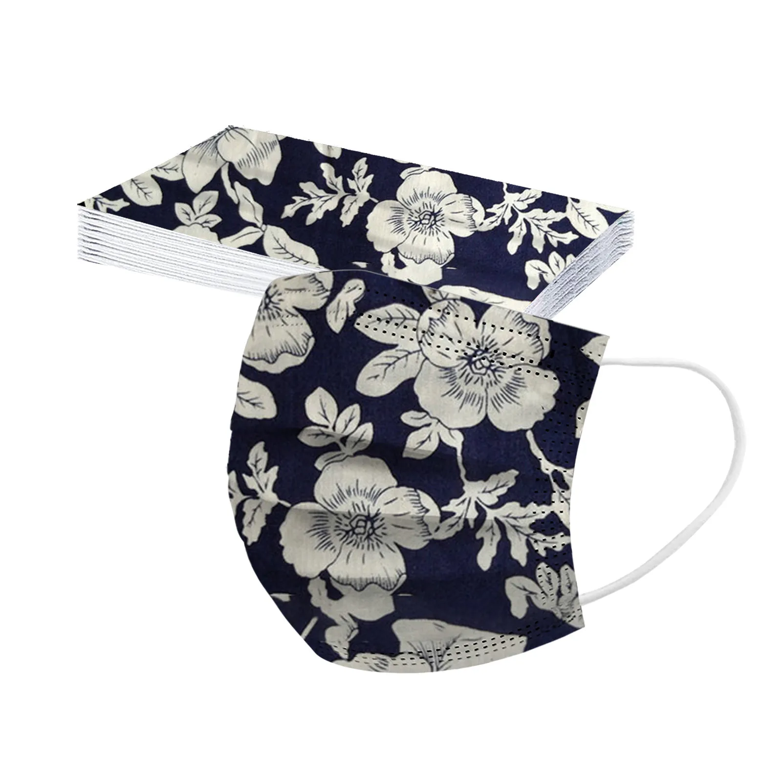 Mascarilla facial con estampado Floral para hombre y mujer, Tapabocas desechable de 3 capas, no tejido, Unisex