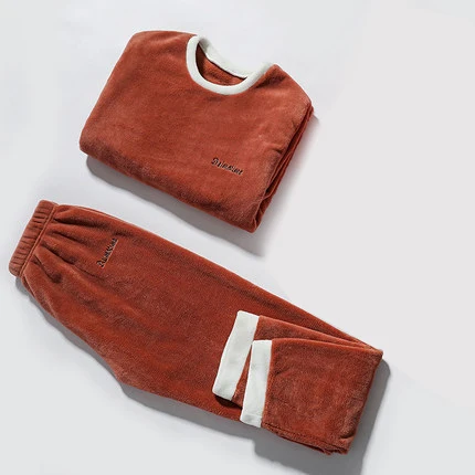 1 Sets red Пижамные комплекты для женщин и мужчин, зимняя плотная фланелевая теплая одежда для сна, домашняя женская пижама с длинным рукавом, пижама для девочек, рождественский подарок - Цвет: 1 Sets red