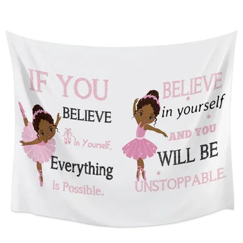 

Pink Afro Ballet Girl Tapestry Wall Hanging Wall Art Bedroom Painting Tapestry Wall Home Decoration Dorm Decor Yoga Mat