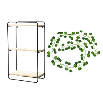

2 Pcs Accessories: 1Pcs 2M Long Artificial Plants Green Ivy Leaves Artificial Grape Vine,Begonia & 1 Pcs Nordic Style Wall Penda