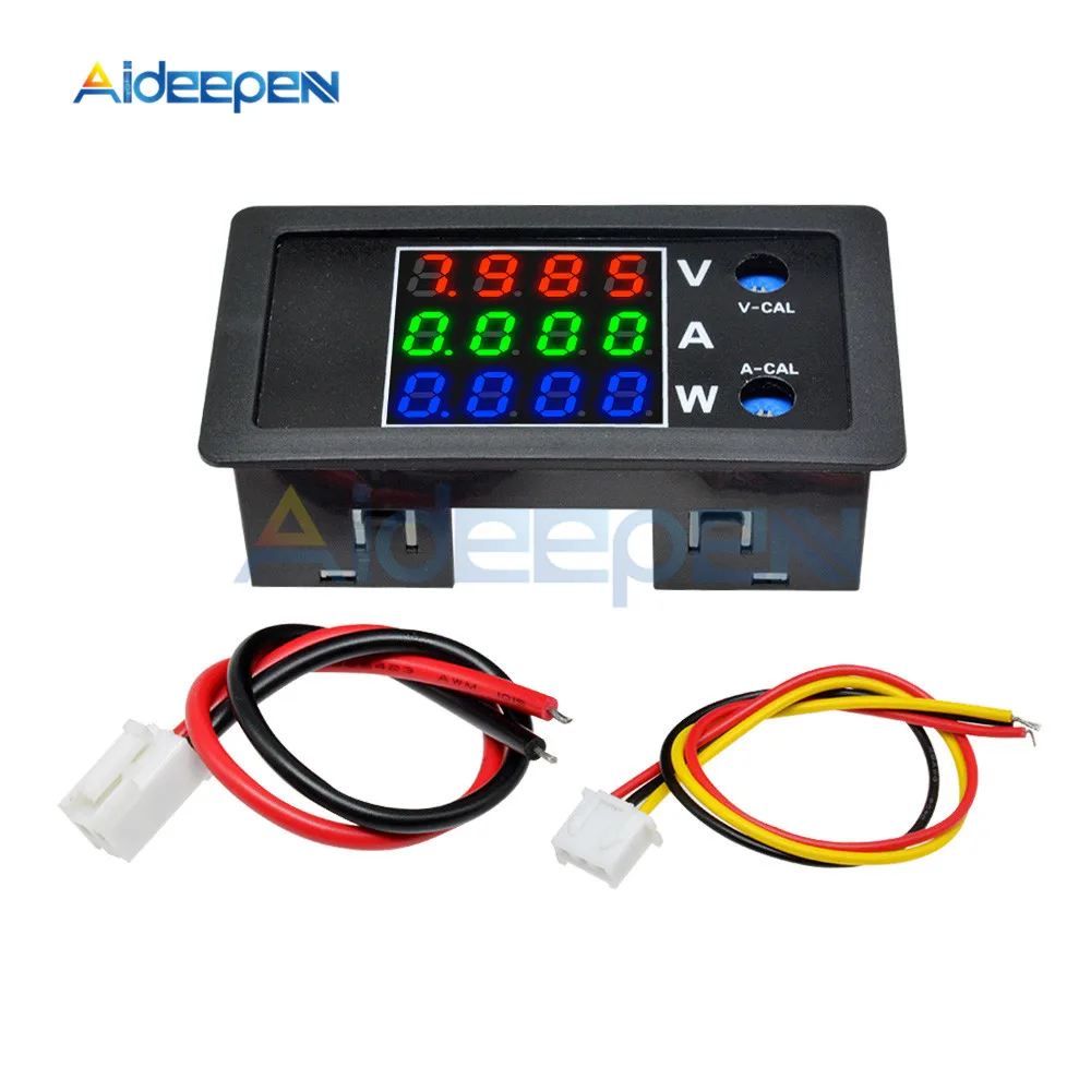 

DC 100V 10A 1000W Digital Voltmeter Ammeter Wattmeter 4-digit Voltage Current Tester Power Monitor Meter Red Green Blue Display