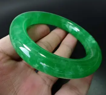 

Jewelry Free Shipping Old objects, antiques, Qing Dynasty, Zhengyang green jade bracelet, round bar, ice and waxy jade bracele