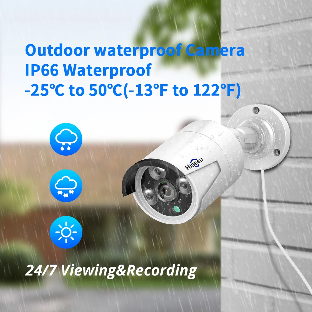 Hiseeu H.265 система видеонаблюдения POE NVR комплект 8CH 4MP Водонепроницаемая POE ip-камера пулевидная система камер домашней безопасности открытый низкий люкс Onvif