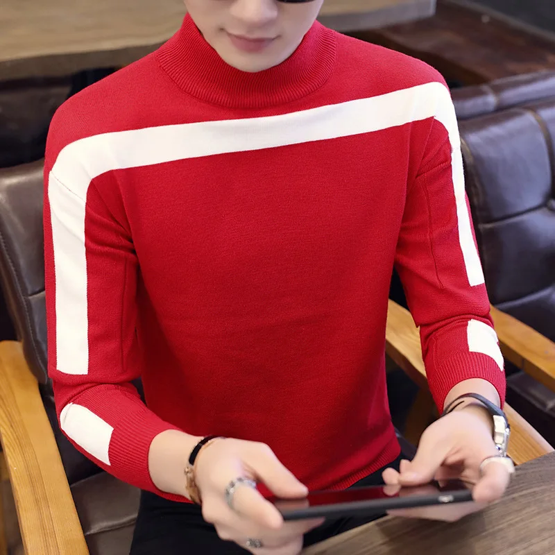 New Autumn Winter Casual Pullover Male Long Sleeve Slim Fit Turtleneck Knitted Brand Sweater Fashion Mens Warm Sweaters