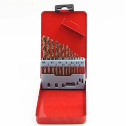 Vástago recto de cobalto, broca helicoidal de alta calidad hss co M35, herramienta eléctrica de carpintería para perforación de Metal y acero inoxidable, 13/15 piezas