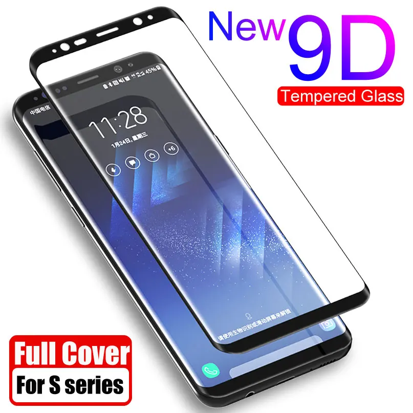 

9D Protective Glass On For Samsung Galaxy S8 S9 S10 Plus S10E Full Cover Screen Protector S10 Lite S7 Edge Tempered Glass Film
