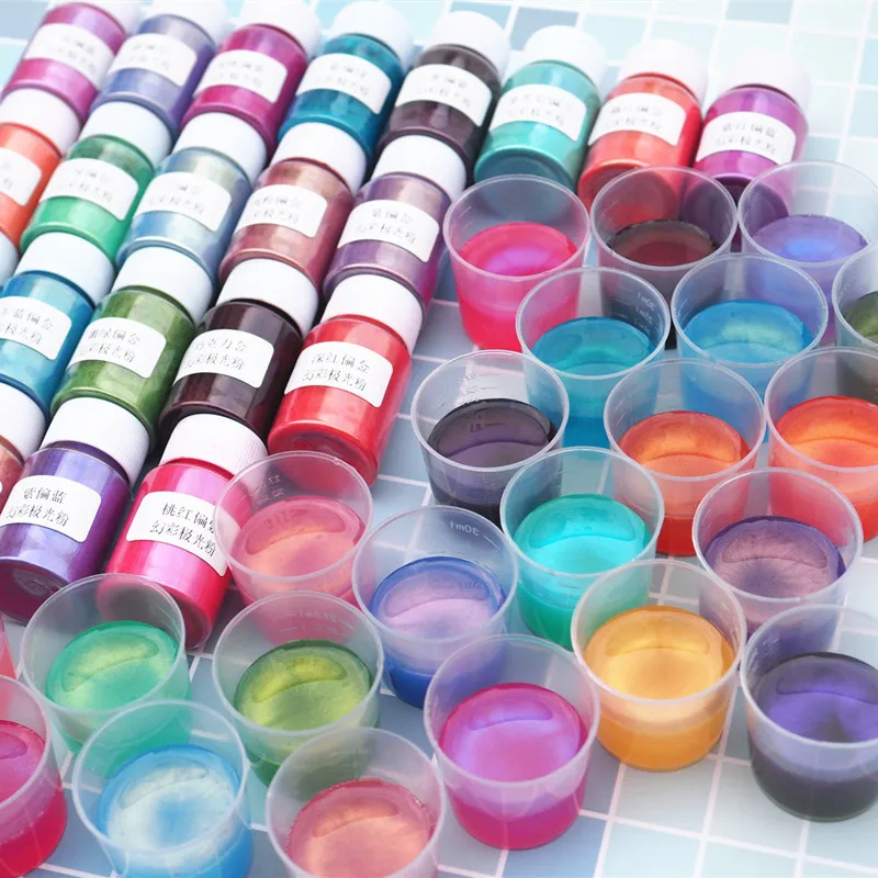 10g Chameleons Epoxy Resin Pigments Symphony Aurora Colorant Powder With Mini Brush Pearlescent Pearl Pigment DIY Nail Art