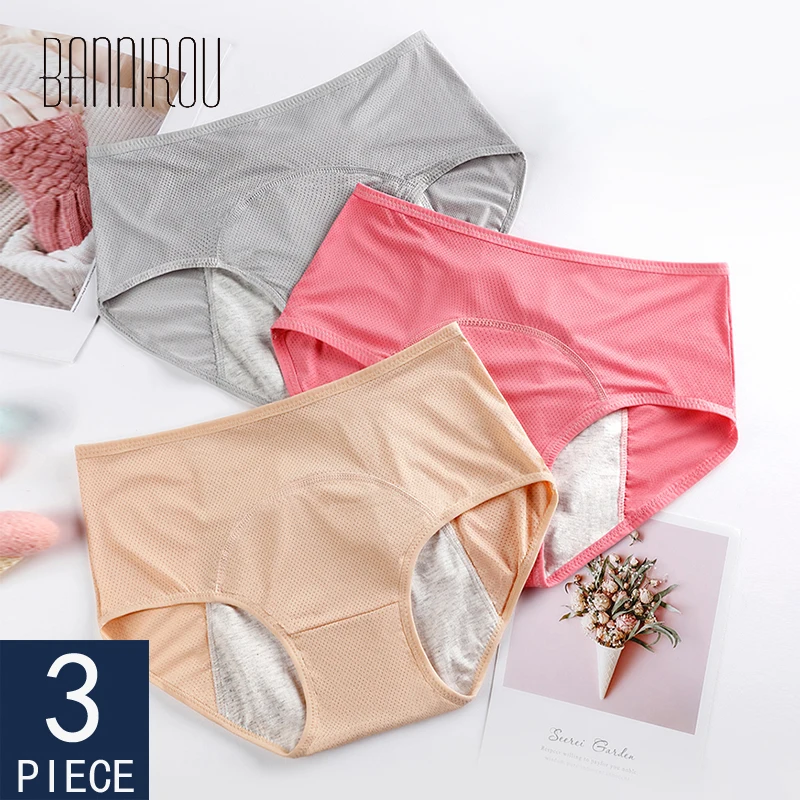 

3 Pcs Leak-Proof Menstrual Panties Women Incontinence Underwear Period Pants Menstruation Warm Cotton Panty Underwear BANNIROU