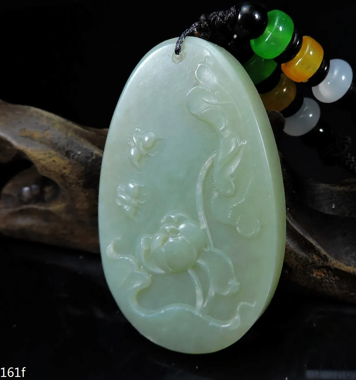 

Jade Jewelry Certified Hetian Jade Pendant Hand-Carved Butterfly&Lotus Flower Jadeite Necklace Pendant Gift No Treatment 161f