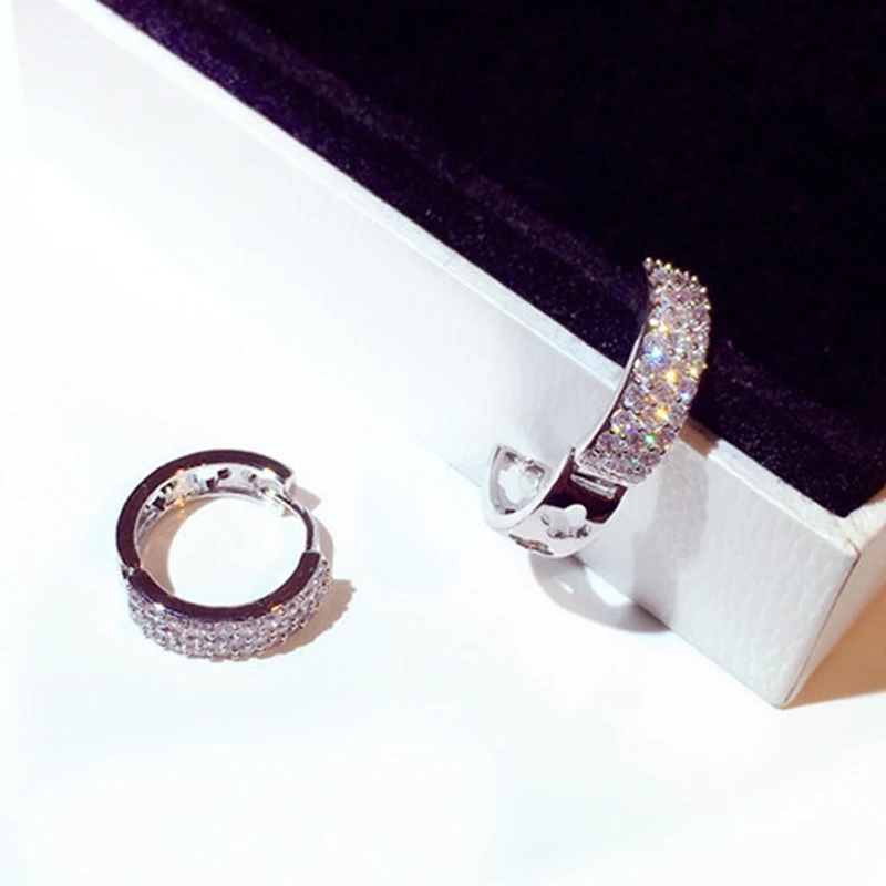 Fashion Korean Bling Pave Zircon Earring for Women Charm High Quality CZ Circle Earring Brincos Wedding Daily Jewelry Pendant