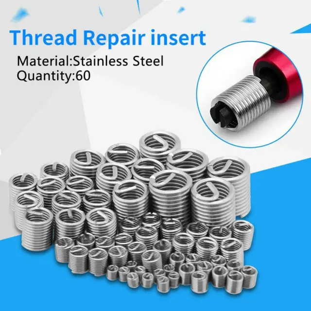 M3 M4 M5 M6 M8 M10 M12 304 Stainless Steel 2D Fastening Thread Insert Kit Hardware Repair Tool Spiral Wire Sleeve Screw Wear Set