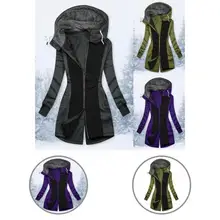 

Great Winter Coat Contrast Colors Hat Pockets Lady Jacket Jacket Women Coat