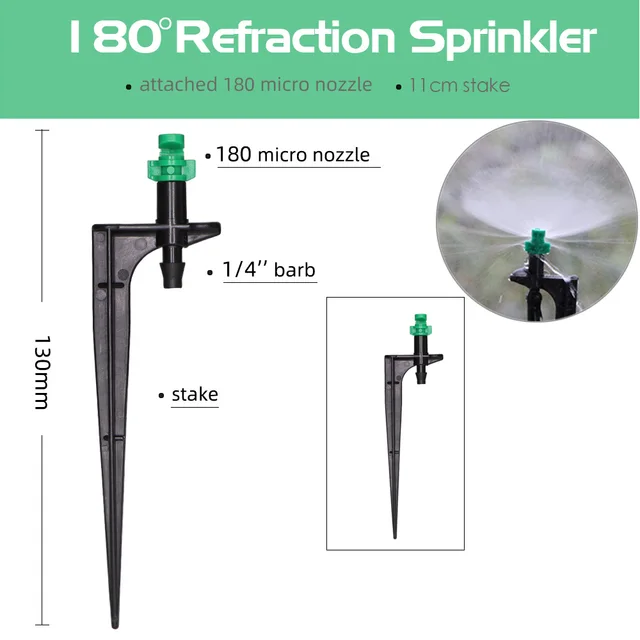 Rbcfhi 90/180/360 Fokos Mikro -Párás Fúvóka 11 Cm -Es Tétön 1/4 ' Barb Csatlakozó Kerti Üvegházhatású Öntözési Fúvókák - Image 4