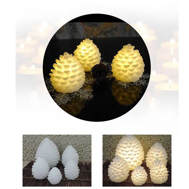 Pinecone светодиодный светильник-Свеча для украшения рождества, Нового года, желтый цвет, Мерцающий СВЕТОДИОДНЫЙ Светильник-ночник для дома, свадьбы, дня рождения