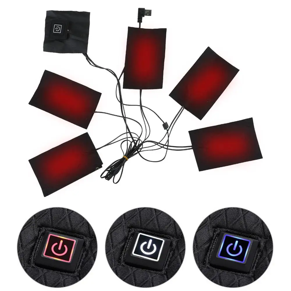 

New 5 in 1 USB Clothes Heater Pad With 3 Gear Adjustable Temperature,Electric Heating Sheet Heating Warmer Pad For Vest Jacket