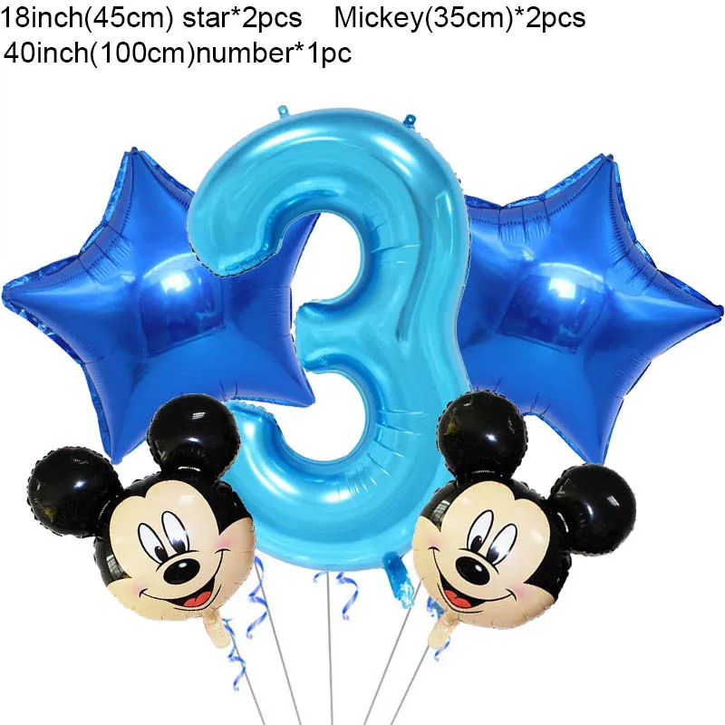 1 комплект одежды с Микки-Маусом Мышь праздничных воздушных шаров "От 1 до 3 лет Номер надувные шары Mickey Minnie вечерние украшения Baby Shower для девочек и мальчиков Таблица прайс-лист