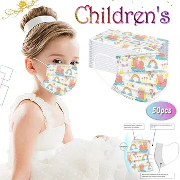 

Disposable Face Mask kids mask with Lovely Printed mascarillad desechables Three-layer Protection mascaras Ear Loop 50PCS Masks