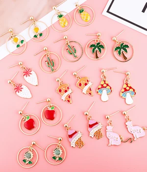

2020 new Korean girl cute fruit earrings ice cream apple earrings cactus ins earrings pineapple earrings
