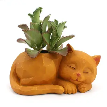 

1 Pc Cat Shape Creative Durable Portable Flower Pot Resin Planter Pots Flower Container For Living Room Bedroom Dining Room