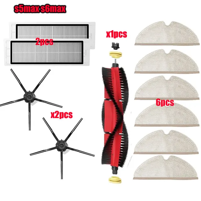 For Xiaomi Roborock S5 Max S6 S50 S51 S55 Vacuum Cleaner Part Accessories HEPA Filter + Side Brush + Main Brush + Mop Cloths D