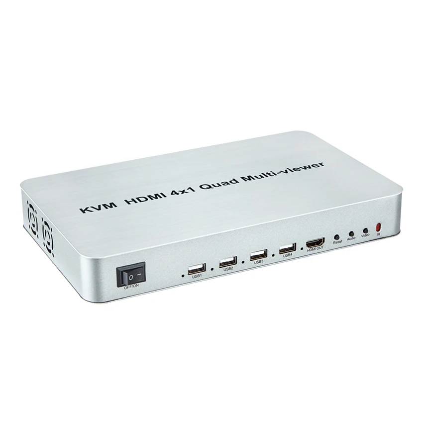 

1080P 4X1 KVM HDMI Multi-viewer Quad Screen Real Time Multiviewer with HDMI seamless Switcher 1 Keyboard Mouse Control 4 PC Host