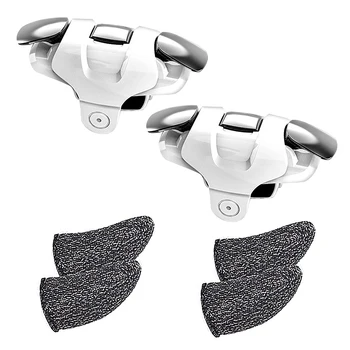 

Mobile Gaming Trigger Joystick for PUBG Mobile Gamepad Fire Button Aim Key L1R1 and 2 Pairs Gaming Finger Covers White