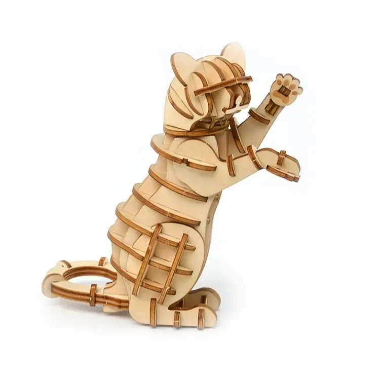 Лазерная резка птица Орел рыбы игрушки для кошек и собак 3D деревянные головоломки сборки модели наборы для ремесла украшения стола для детей - Цвет: Зеленый