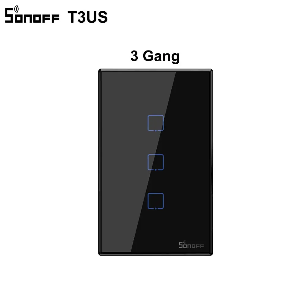 Интеллектуальный выключатель света Sonoff T3 черный 1/2/3 433 RF пульт дистанционного управления умный переключатель Wi-Fi с границы таймер работает с Alexa Google Home - Цвет: black US 3gang