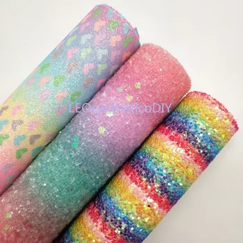 

Mini Roll 30x134CM Glitter Fabirc, Rainbow Chunky Glitter Leather, Glitter Leather Roll For Making Bows LEOsyntheticoDIY SK206