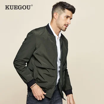 

Kuegou Brand men's han edition men's cultivate one's morality leisure jacket collar men's fashion jacket army green coat UW-0759