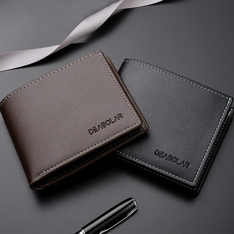 Cartera de cuero sintético para hombre, cartera masculina de marca de lujo con dos pliegues, estilo Casual, de Color sólido, para abrir moneda monedero, gran oferta