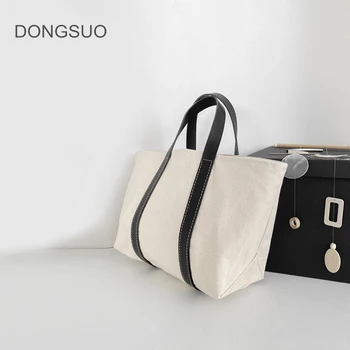 

Women Korean casual canvas totes handbag large big jumbo capacity shoulder bag white shopping bag 2020 summer beach bag new