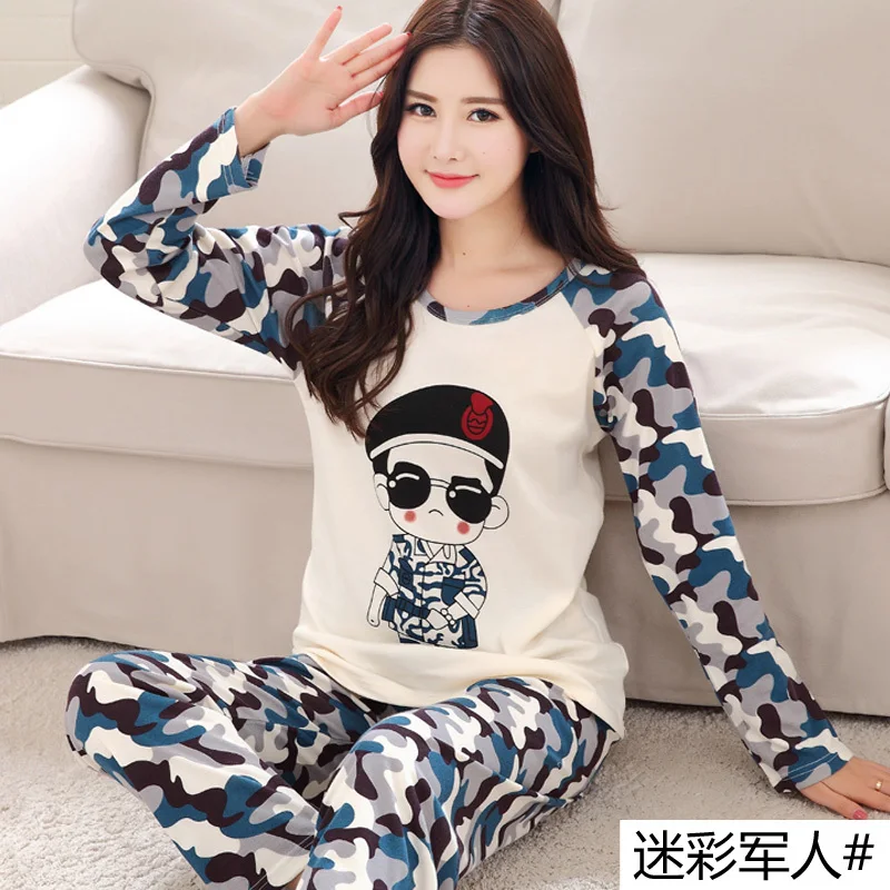 Осенне-зимний хлопковый женский пижамный комплект с длинными рукавами и рисунком обезьяны, пижама с животными, Ночная одежда, домашняя одежда, большие размеры 5XL - Цвет: Women Pajama4