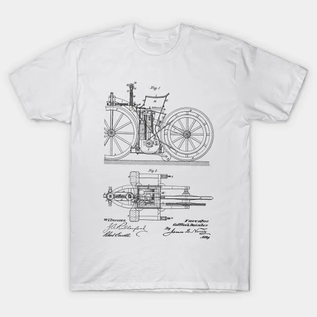 Men t-shirt engine driven vehicle Vintage Patent Hand Drawing(2) tshirt Women t shirt | Мужская одежда