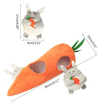

Rabbit Carrot Shape Pet Squeaky Toys Dog Hide and Seek Plush Interactive Puzzle LX9C