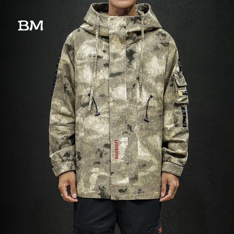 camouflage Модная камуфляжная куртка мужская комбинезоны Японская уличная Толстовка Военный стиль пальто тактическая куртка хип хоп Корейская одежда - Цвет: camouflage