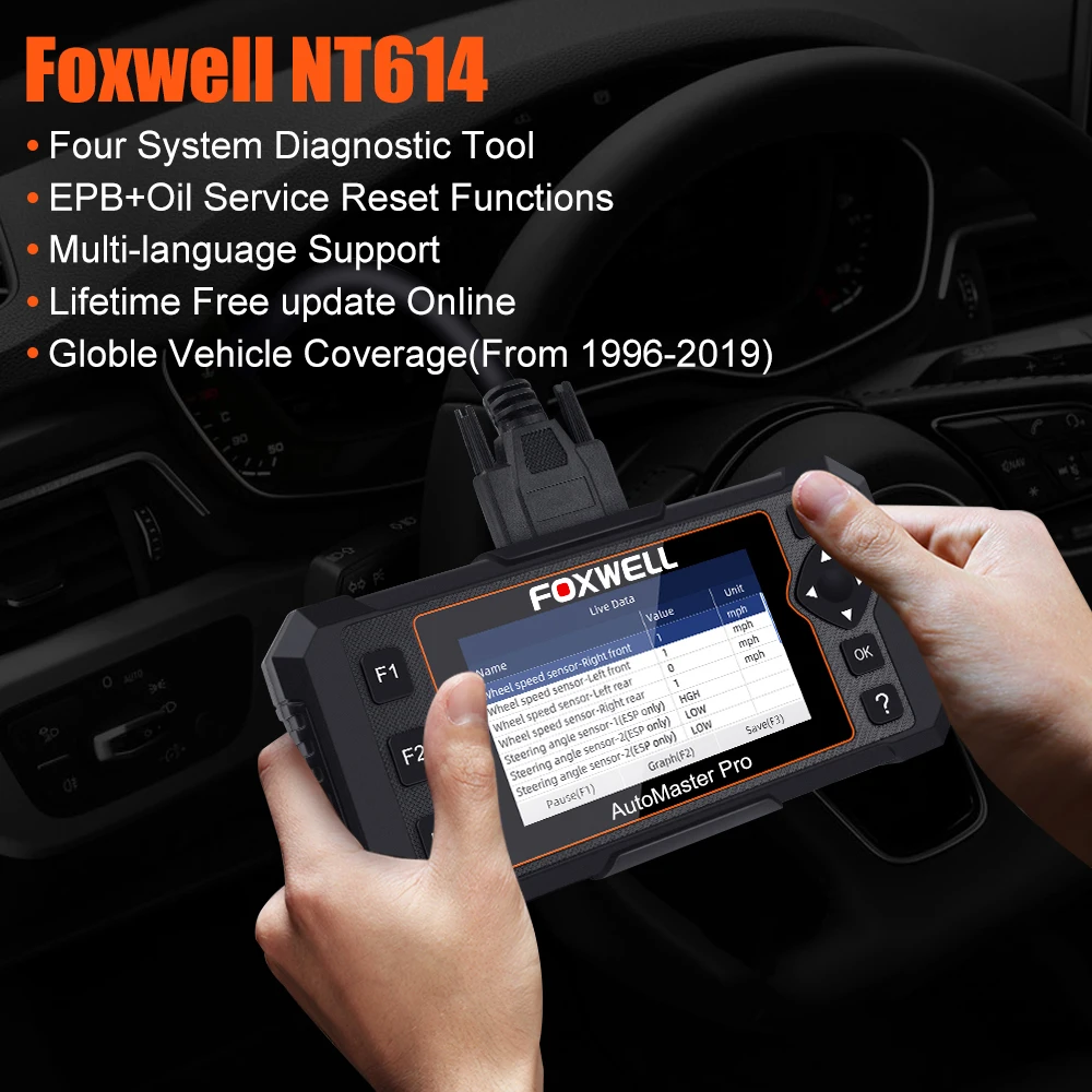 Foxwell NT614 Elite OBD2 автомобильный диагностический инструмент OBD2 считыватель кодов ENG/ABS/SRS/SAS+ EPB/масляный Сервис Сброс ODB2 OBD2 автомобильный сканер