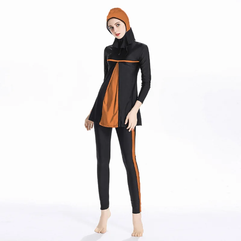 TaoBo трехкомпонентный купальник Burkini цветные полоски мусульманские