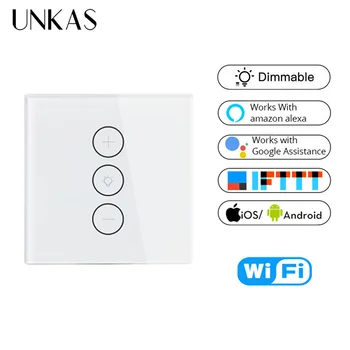 

Tuya Smart Life Work with Amazon Alexa Google Wifi Smart Wall Touch Light Dimmer Switch 1 Gang EU/UK Standard APP Remote Control