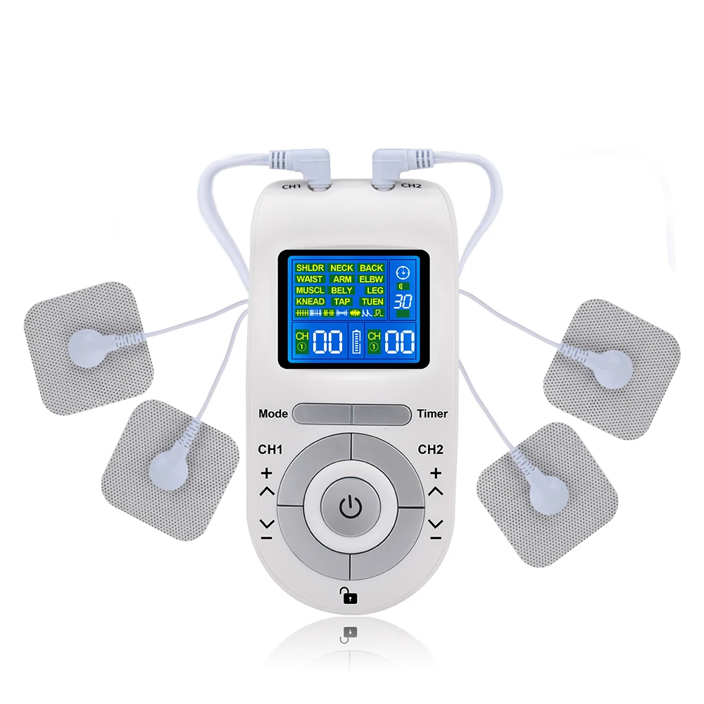 

12 Modes Tens Unit Electronic Pulse Massager Machine with 4 Electrode Pads Low Frequency Physiotherapy Device Health Care Tools