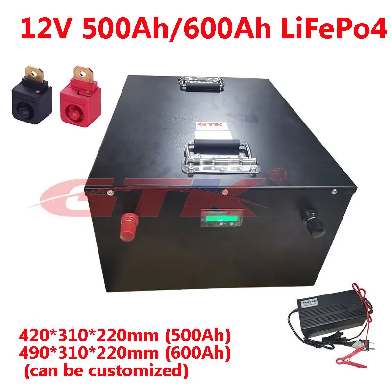 Мощная литиевая батарея Lifepo4 12 в 500 Ач 600 ач с BMS для хранения солнечной энергии