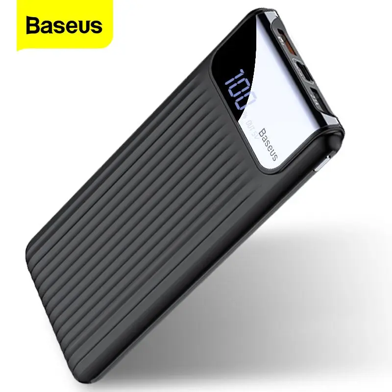  Baseus 10000 мАч повербанк Quick Charge 3,0 Dual USB ЖК-дисплей повер банк внешний аккумулятор Зарядное устройство для мобильных телефонов Планшеты па…
